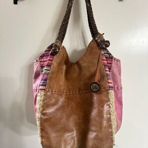 The Sak Pink and Brown Shoulder Bag with Stripes